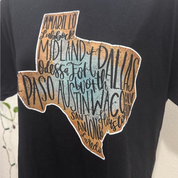 Texas Cities Graphic Tee Black Unisex Short Sleeve Shirt Size M - Picture 8 of 9